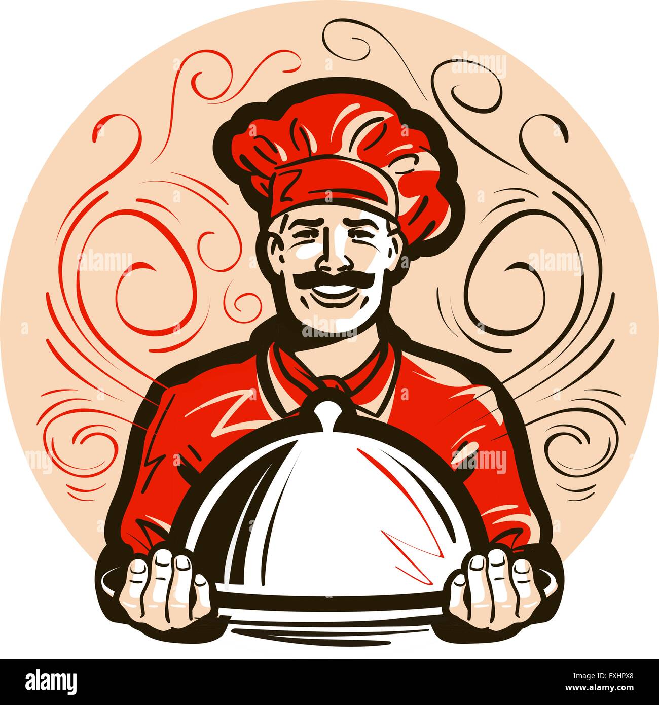 Ristorante, cafe logo vettoriale. menu, piatto, cibo o icona dello chef Illustrazione Vettoriale