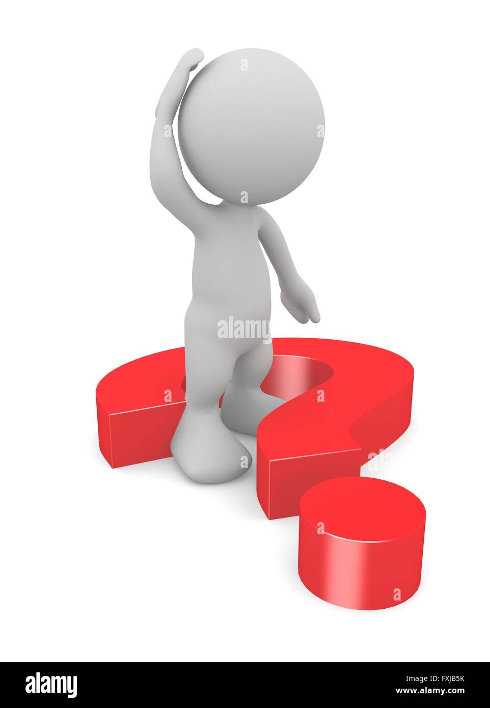 3d umani graffiare la testa con un punto interrogativo. 3d'illustrazione. Foto Stock