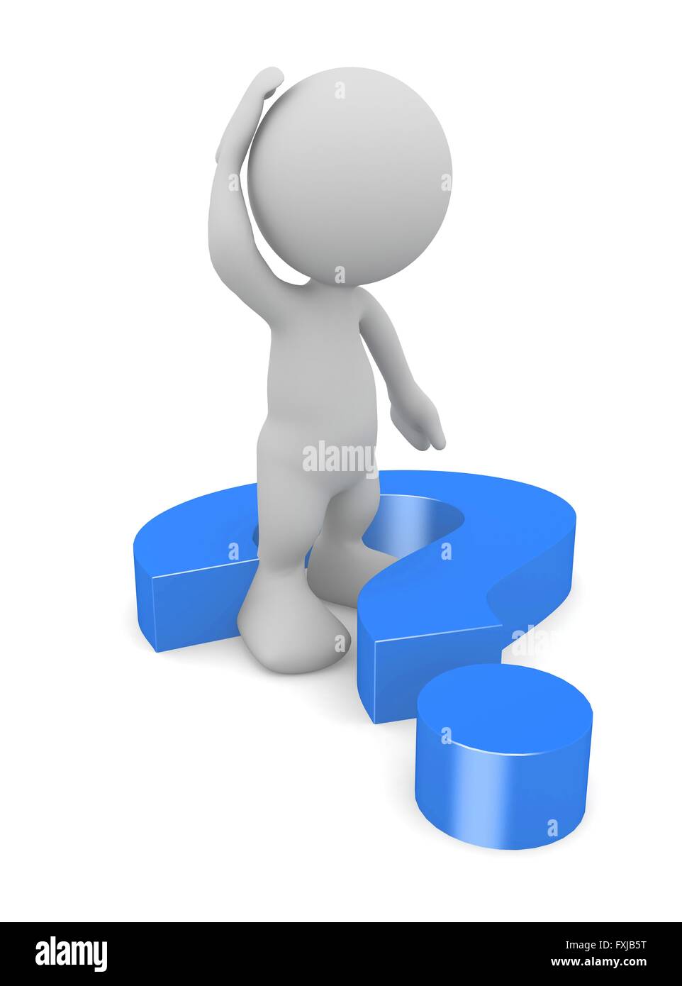 3d umani graffiare la testa con un punto interrogativo. 3d'illustrazione. Foto Stock