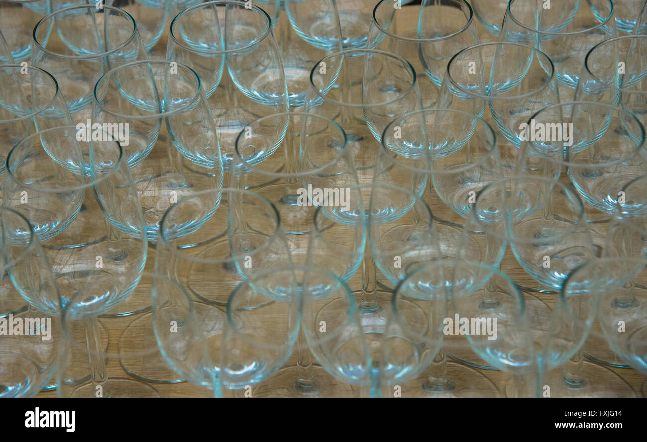 Closeup wineglasses vuota Foto Stock