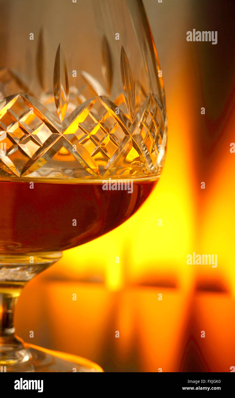 Il Brandy fiamma di vetro Foto Stock