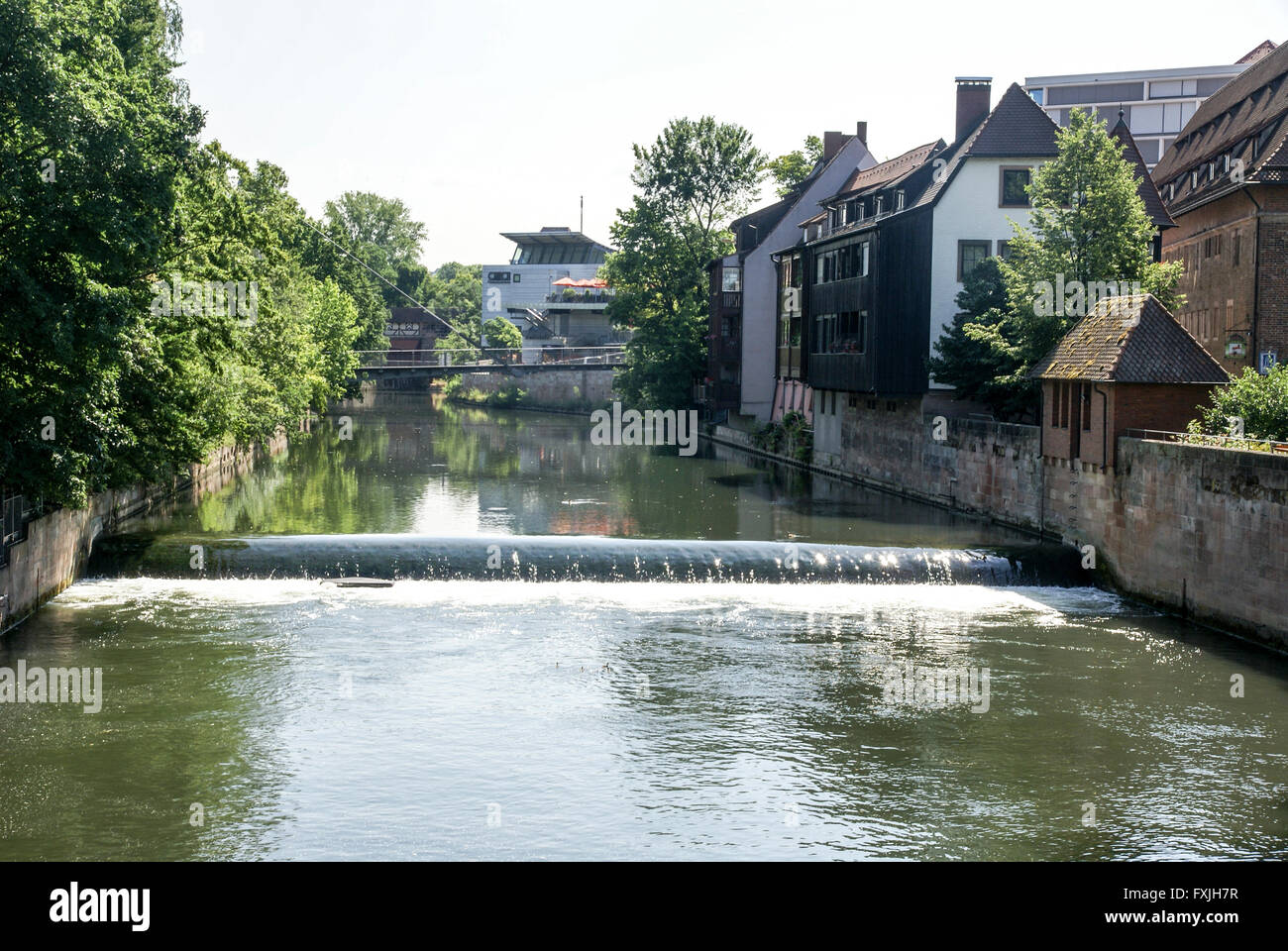 Norimberga, Baviera, Germania il fiume Pegnitz Foto Stock