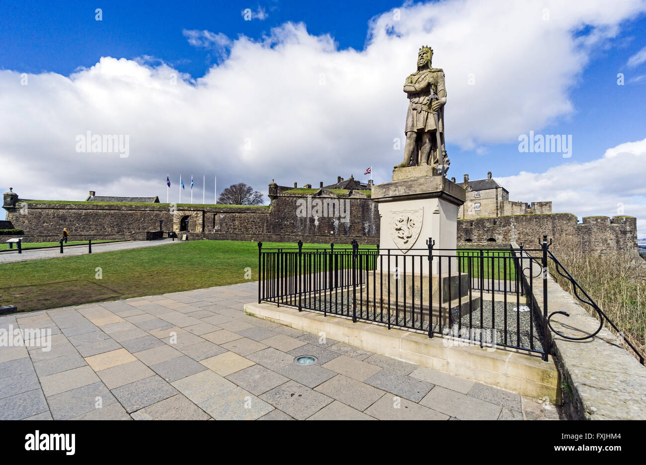 Statua di Re Roberto Bruce al Castello di Stirling Stirling Scozia Scotland Foto Stock