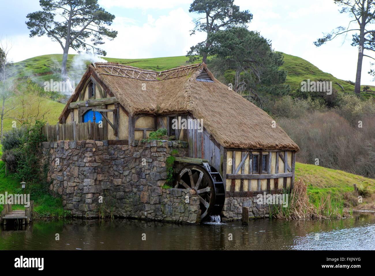 Hobbiton, vicino Matamata sull'Isola del nord della Nuova Zelanda, è la casa del set del film utilizzato nel film Il Signore degli Anelli Foto Stock