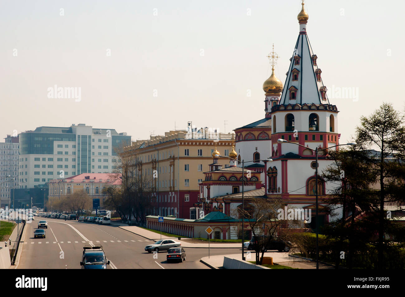 Epifania cattedrale sulla strada principale - Irkutsk - Russia Foto Stock