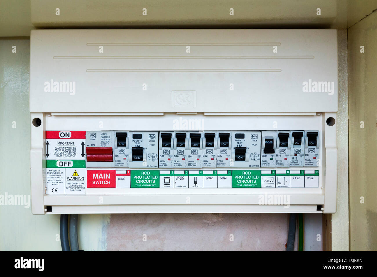 Scatola Fusibili con interruttori di circuito Foto Stock