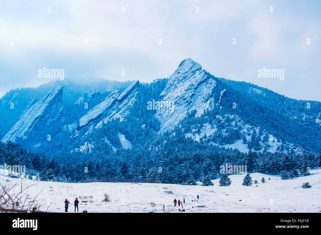 Flatirons, in inverno Boulder, Colorado Foto Stock