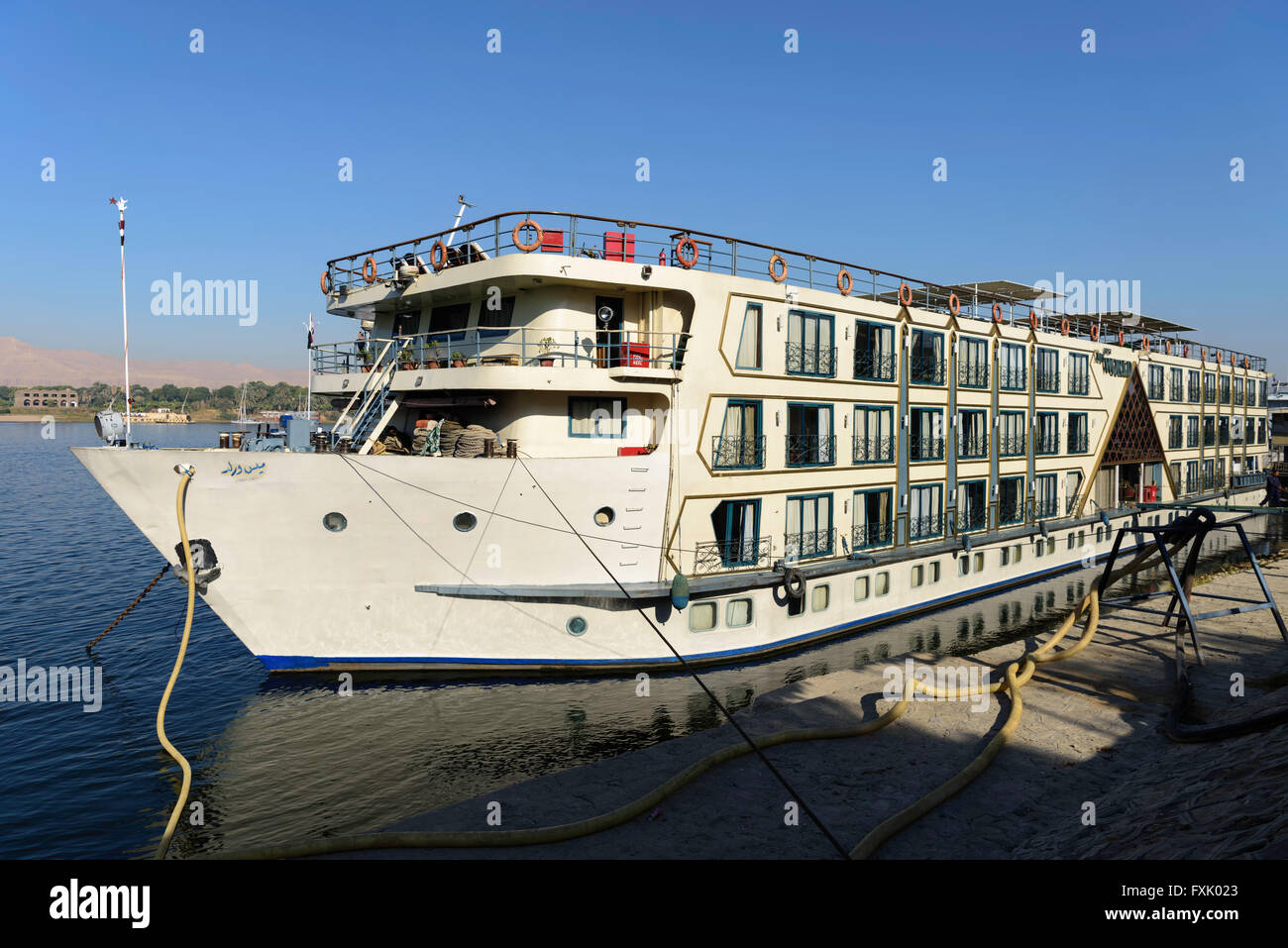 Il fiume Nilo barca Miss Mondo a Luxor Egitto Foto Stock