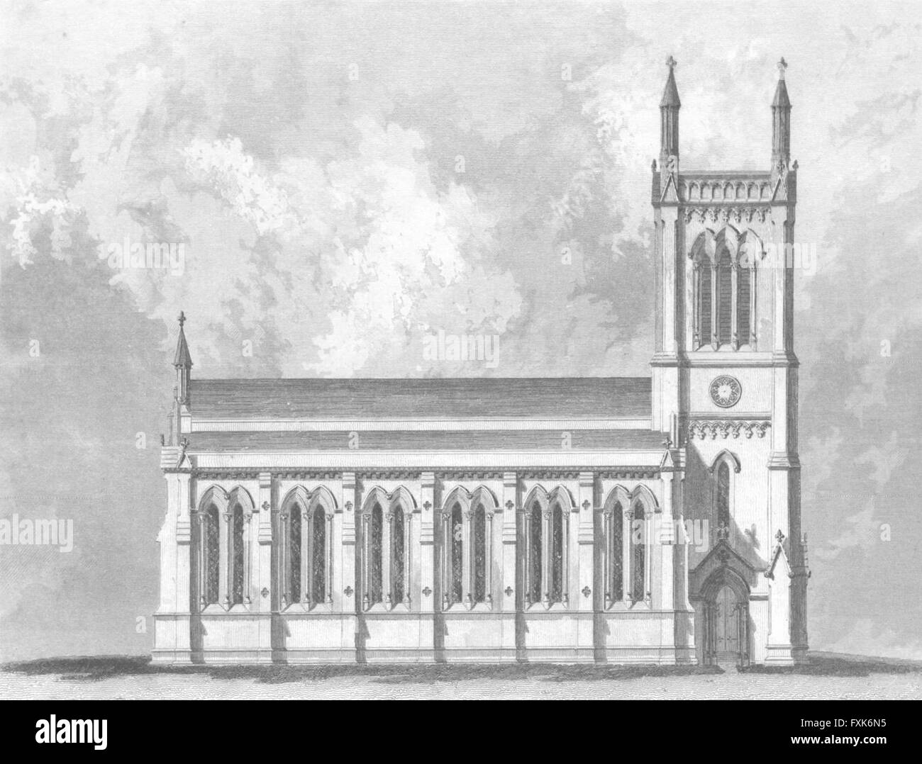 LINCS: la chiesa di San Michele, Stamford: Saunders, antica stampa 1836 Foto Stock