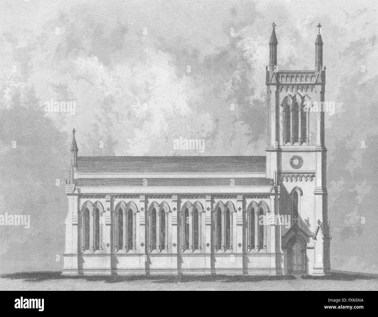 LINCS: la chiesa di San Michele, Stamford: Saunders, antica stampa 1836 Foto Stock