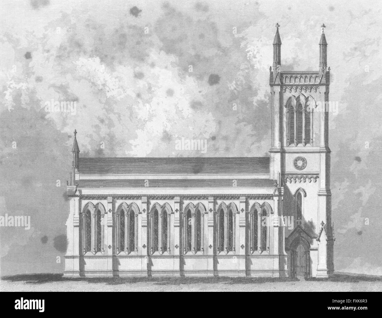 STAMFORD: Chiesa di Santa Maria: MICHAEL'S: Saunders, antica stampa 1836 Foto Stock