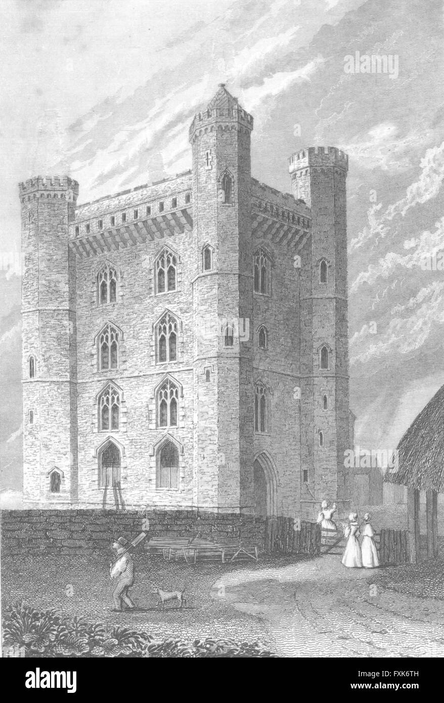 LINCS: Tattershall Castle: Saunders, antica stampa 1836 Foto Stock