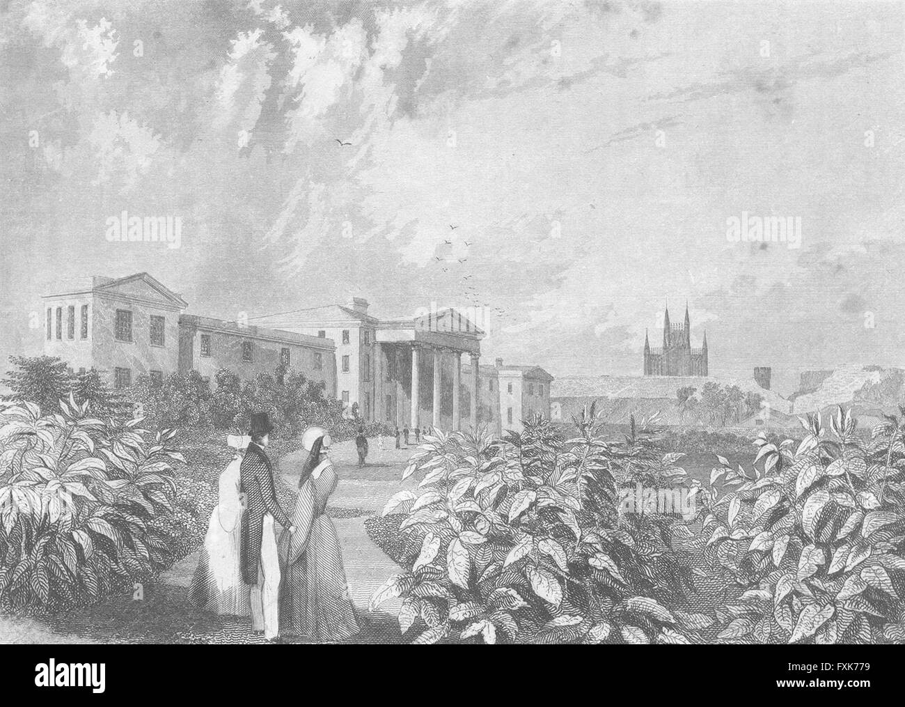 LINCS: manicomio, Lincoln: Saunders, antica stampa 1836 Foto Stock