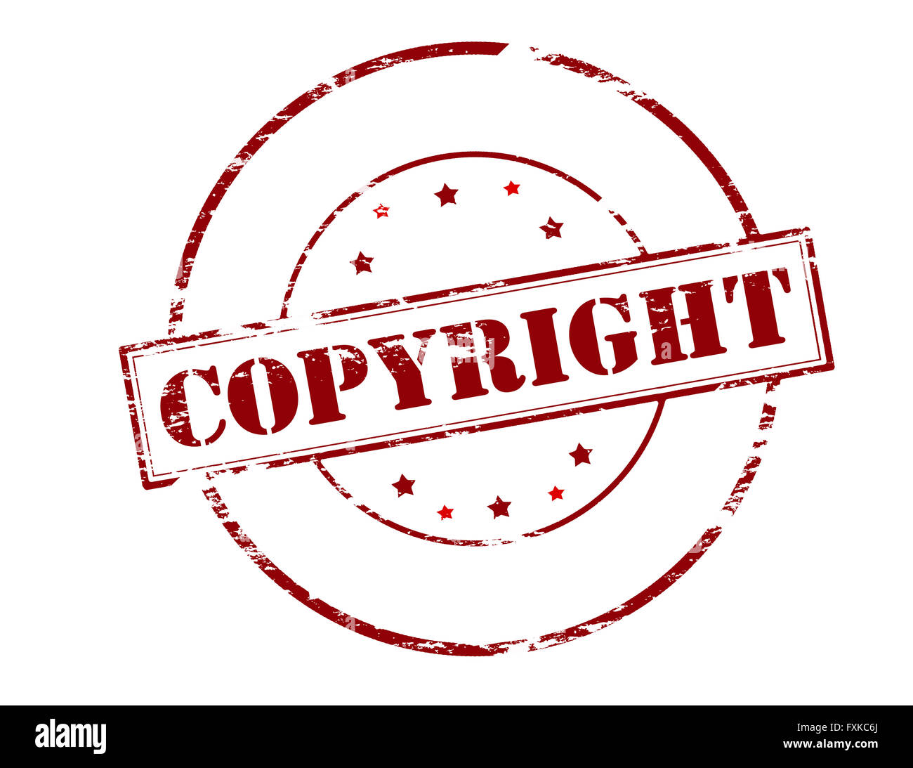 Timbro di gomma con word copyright all'interno, illustrazione vettoriale Foto Stock