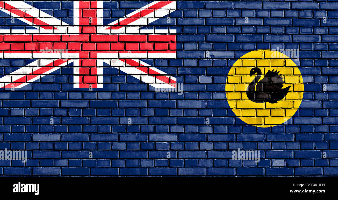 Bandiera del Western Australia dipinta su un muro di mattoni Foto Stock