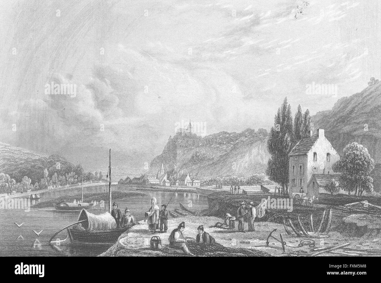 Belgio: Choquier: Fussell Imbarcazioni da fiume, antica stampa 1840 Foto Stock