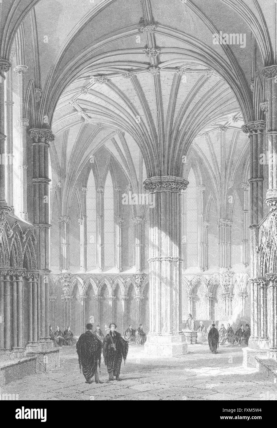 LINCS: Chapter House, Cattedrale di Lincoln: Allom, antica stampa 1836 Foto Stock