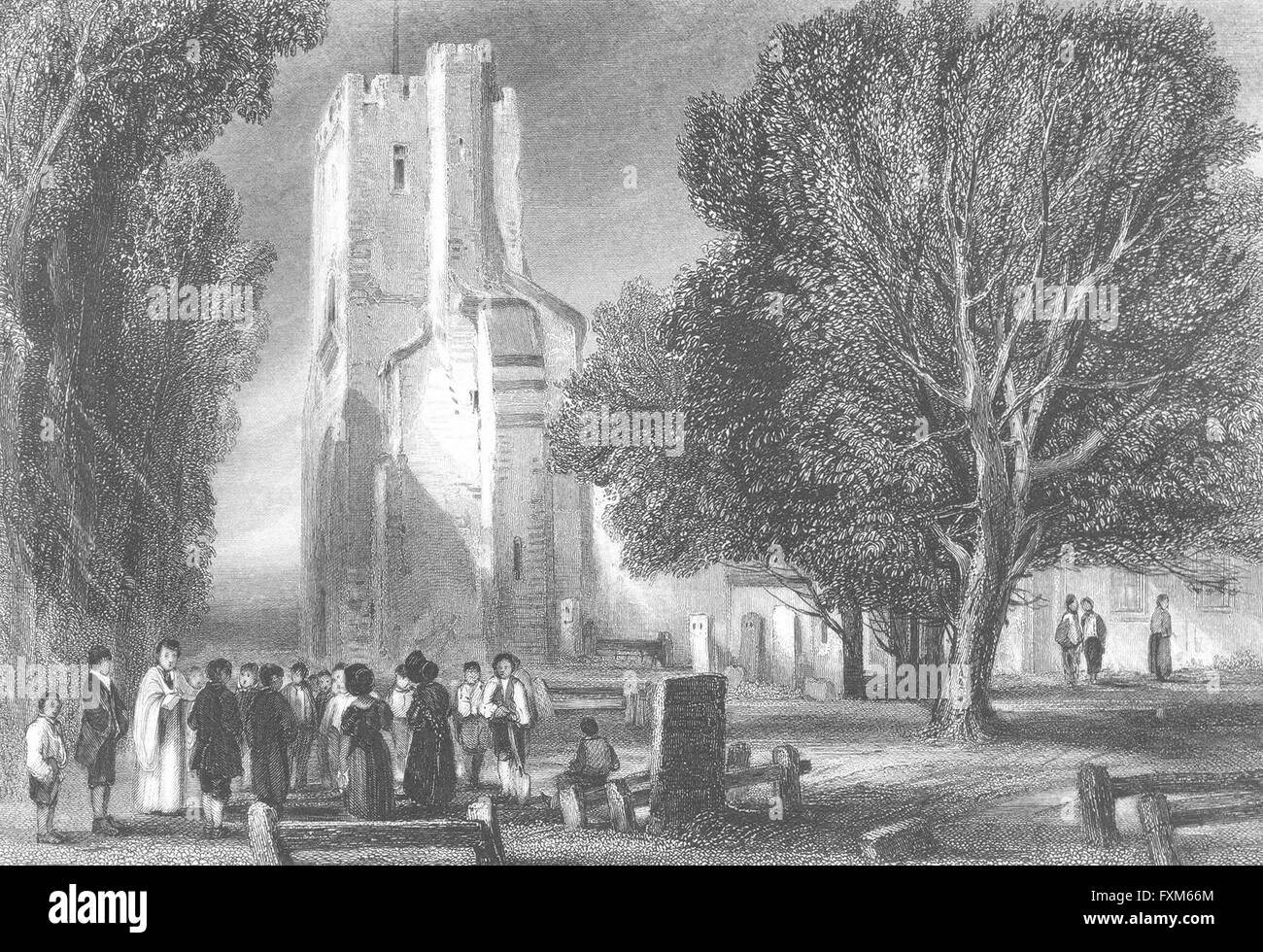 HERTS: la chiesa di San Michele, St Albans: Henshall, antica stampa 1840 Foto Stock