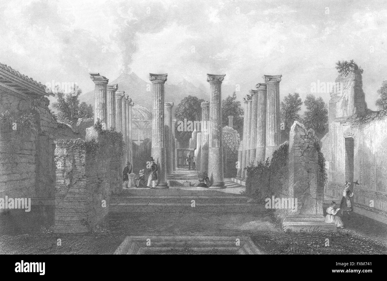Italia: una casa privata, Pompei, Italia stampa antichi c1840 Foto Stock