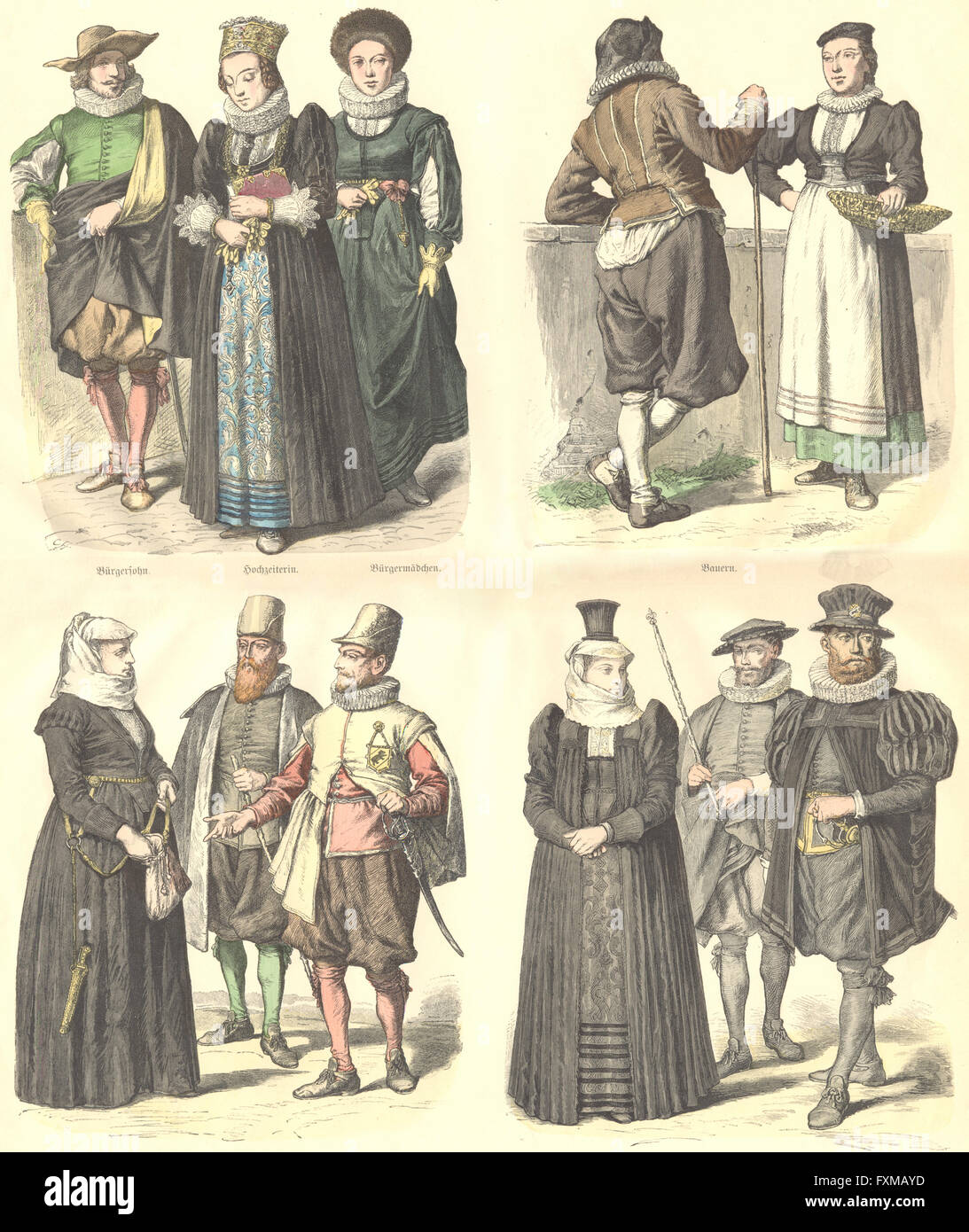 Svizzera: & Monaco di Baviera Geschichte costume: Braun, antica stampa 1895 Foto Stock