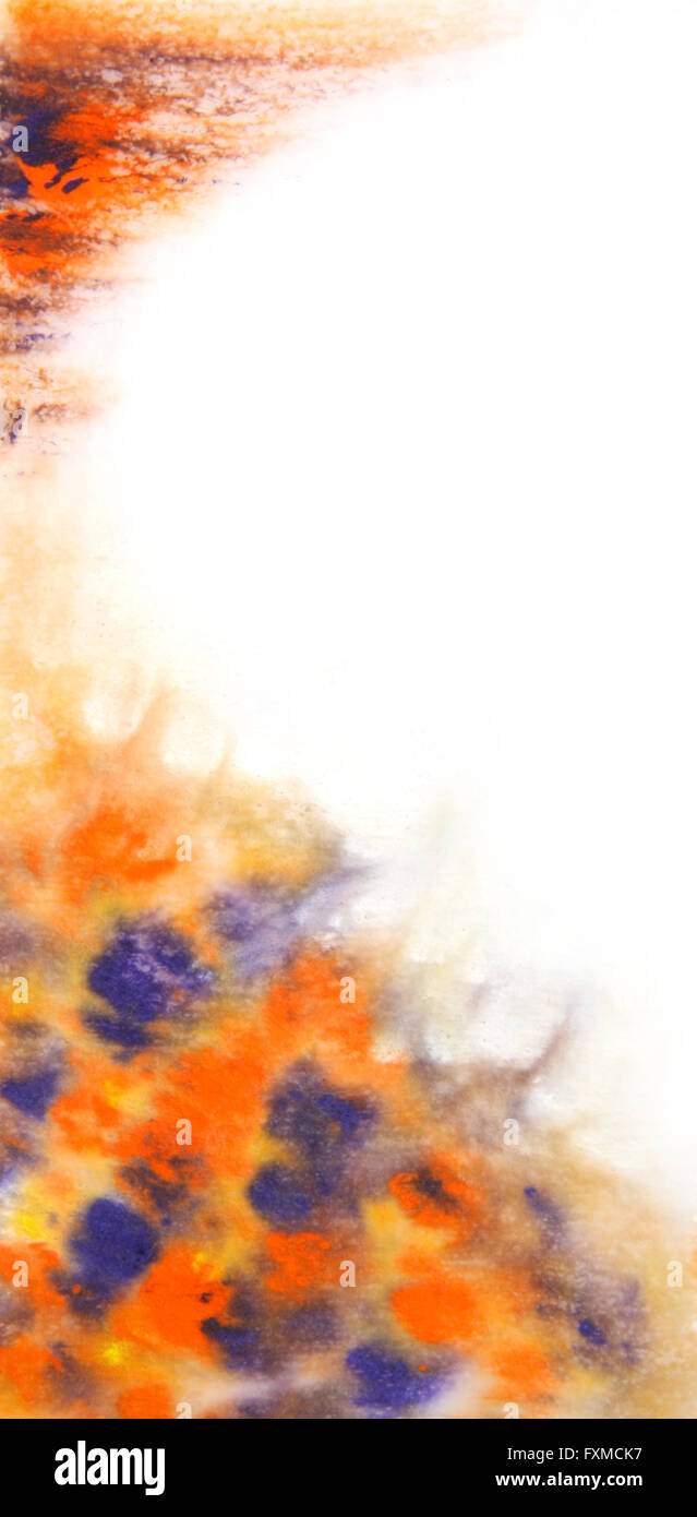 Abstract disegnati a mano sfondo acquerelli: blu e arancione sfuma. Ottimo per le textures, vintage design e carta da parati di lusso Foto Stock