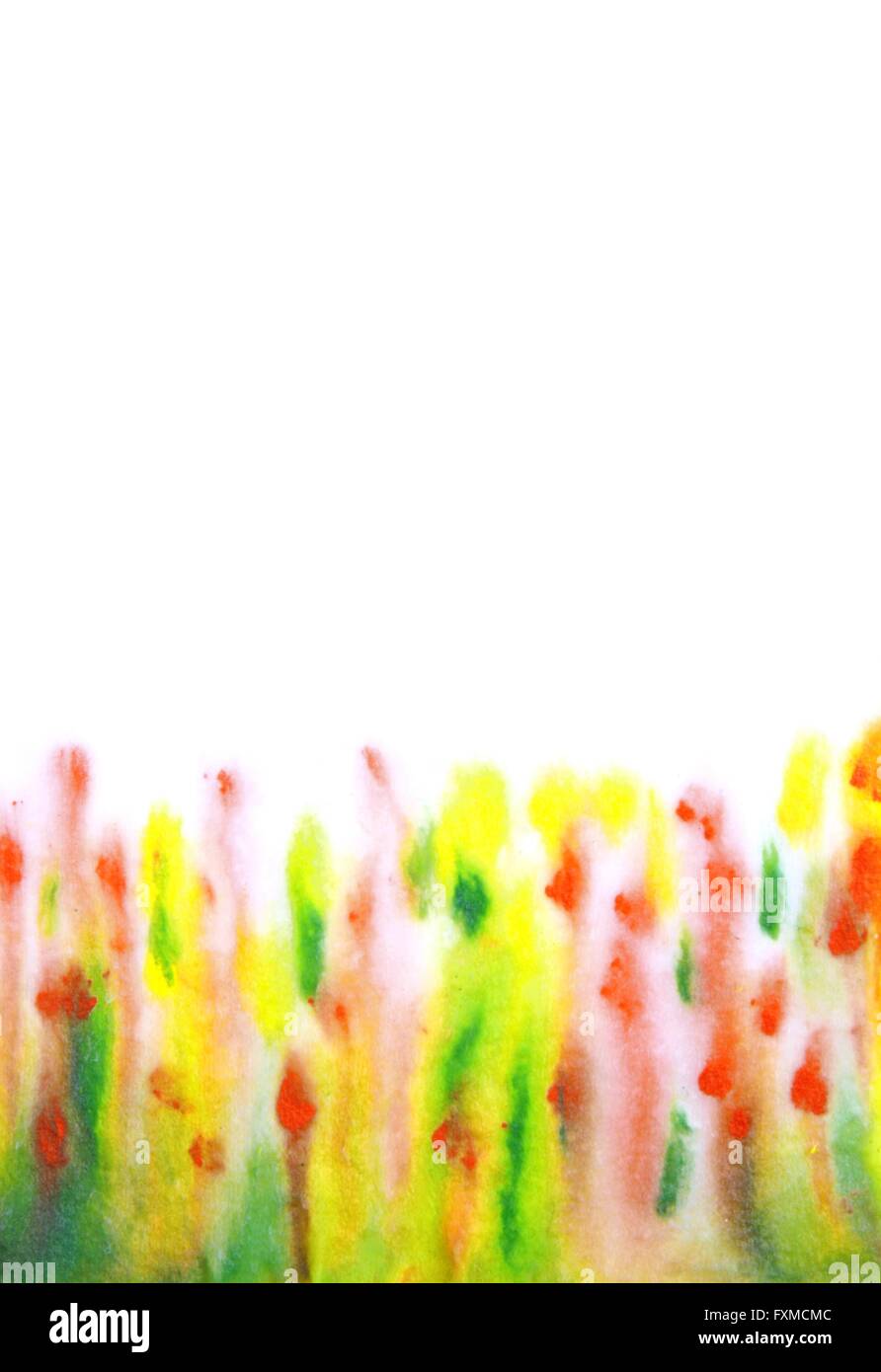 Abstract disegnati a mano sfondo acquerelli: verde, rosso e giallo sfuma. Ottimo per le textures, vintage design e carta da parati di lusso Foto Stock