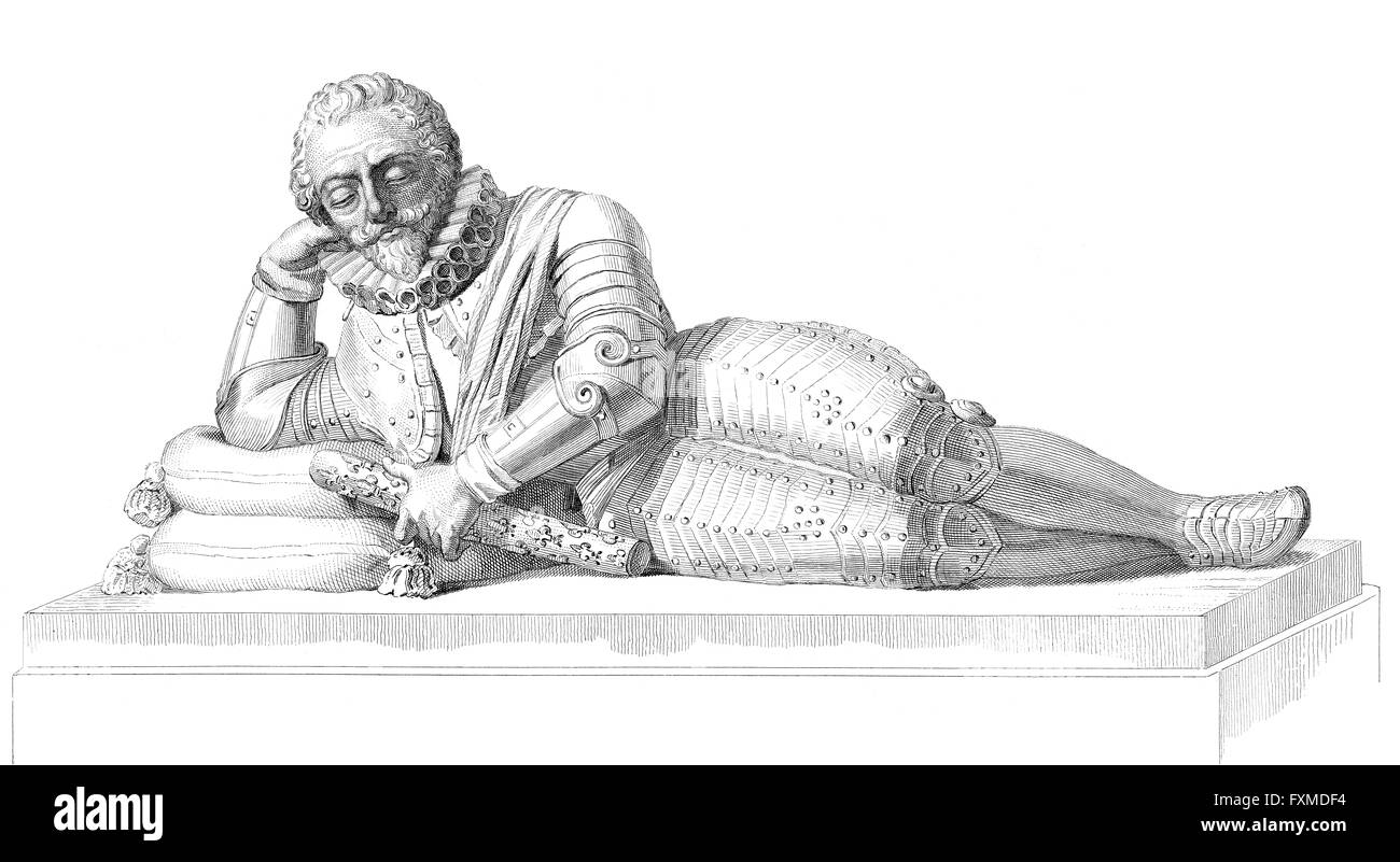 Tomba nella cappella dei gesuiti di UE, Henri de Guise, Henry Ho, principe di Joinville, il duca di Guisa, Conte di UE, 1550-1588, fondatore della Foto Stock