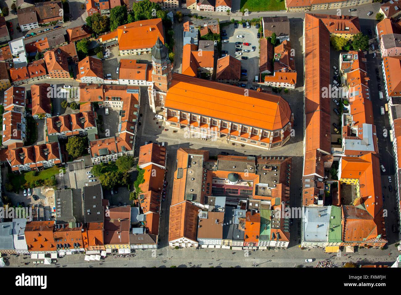 Vista aerea, Basilica di San Jacob, chiesa gotica, Straubing, Baviera orientale, Baviera, Germania, Europa, vista aerea, Foto Stock