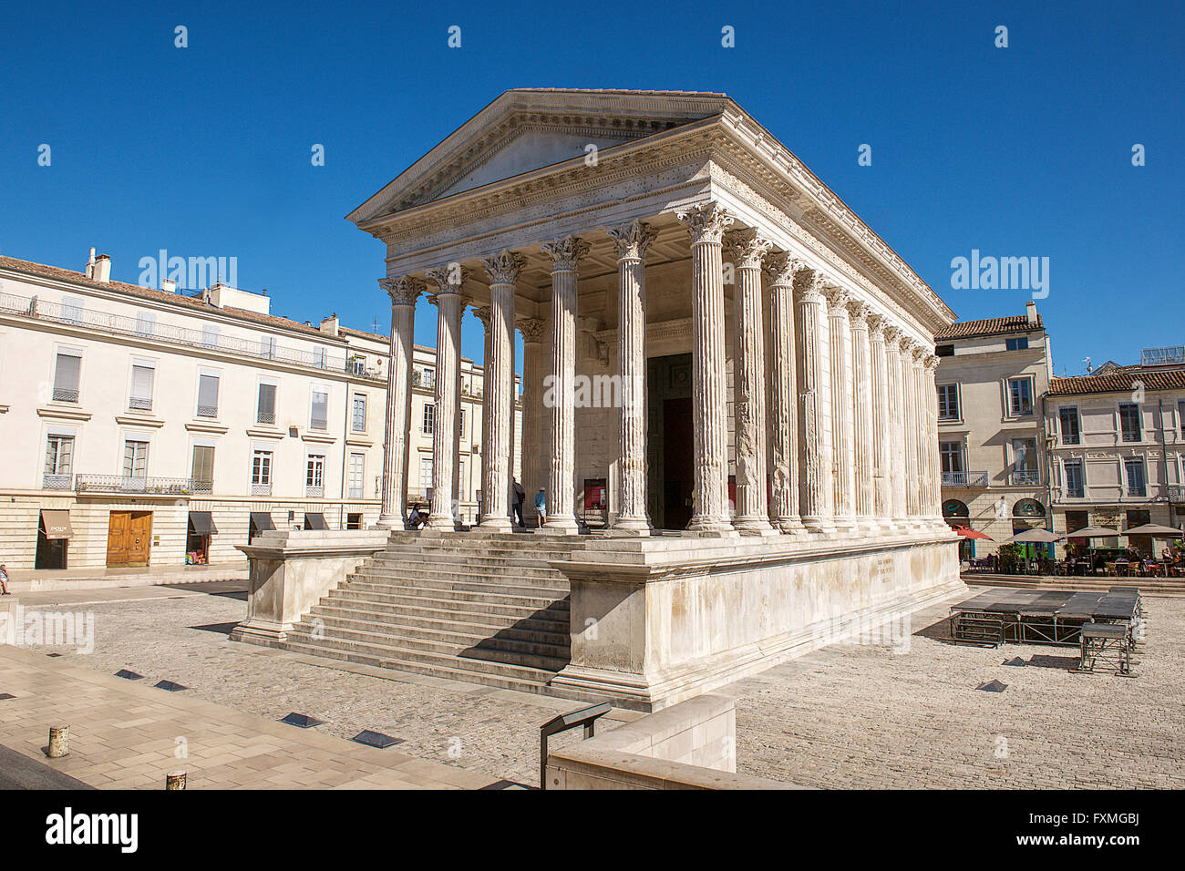 La Maison Carrée, Nimes, Francia Foto Stock