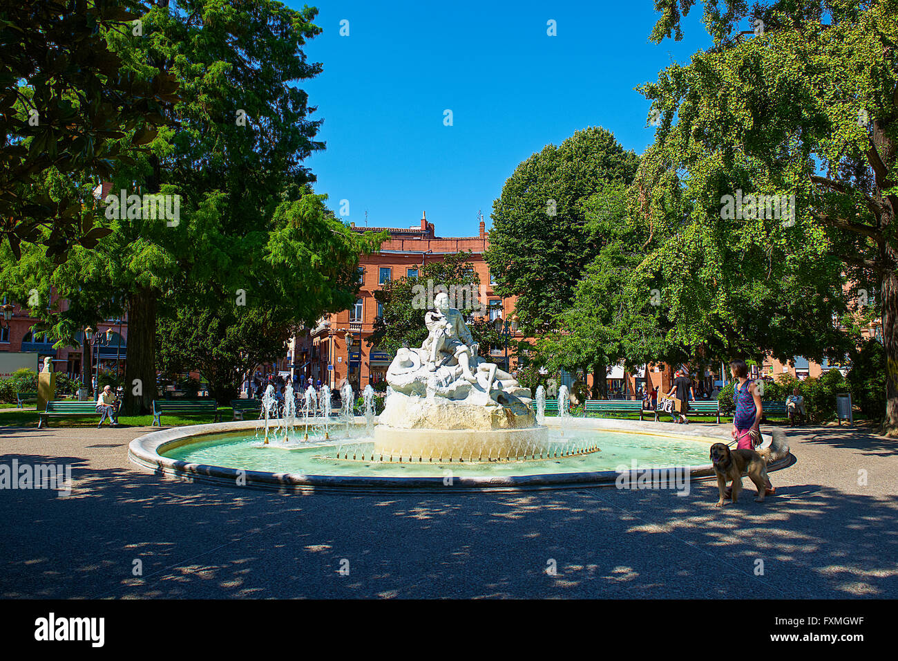 Statua di P. Goudouli a Wilson Square, Toulouse, Francia Foto Stock