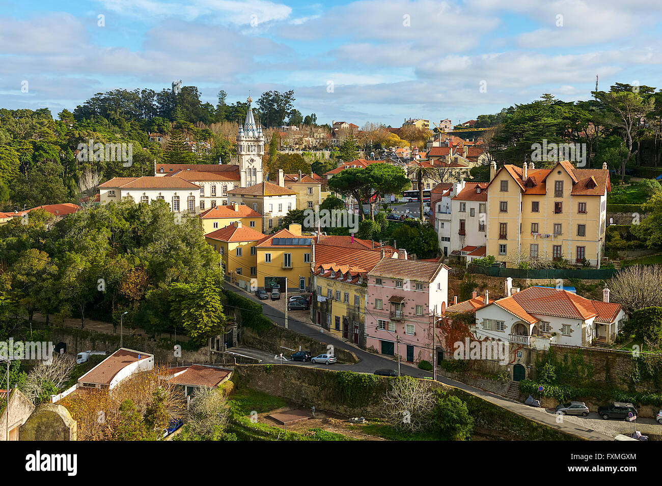 Vista sulla città di Sintra, Portogallo Foto Stock