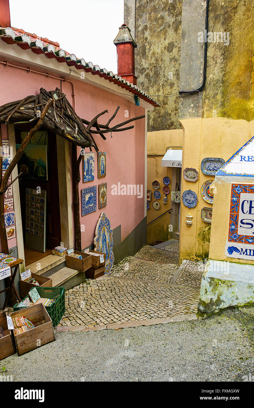 Street View di Sintra, Portogallo Foto Stock