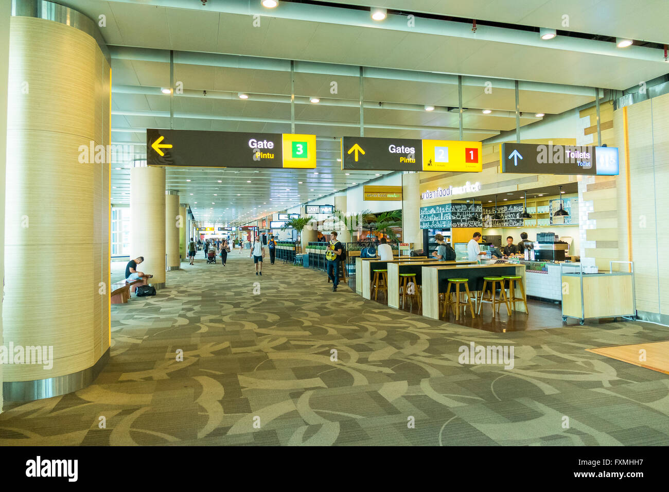 Interno dell'Aeroporto di Ngurah Rai, Ngurah Rai, Bali, Indonesia Foto Stock