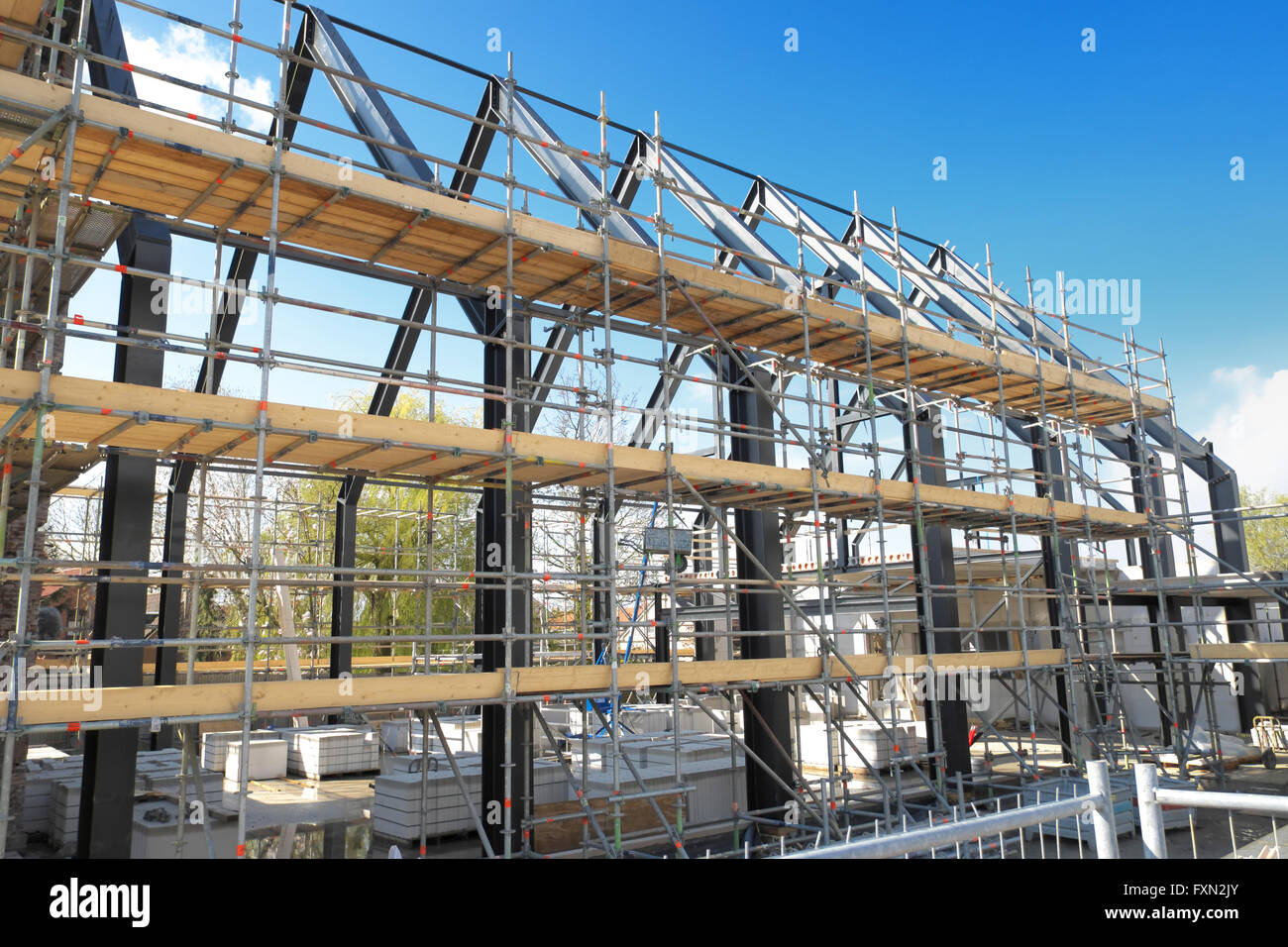 Sito di costruzione di una nuova chiesa nel villaggio olandese di Hoek in Zeeland Foto Stock