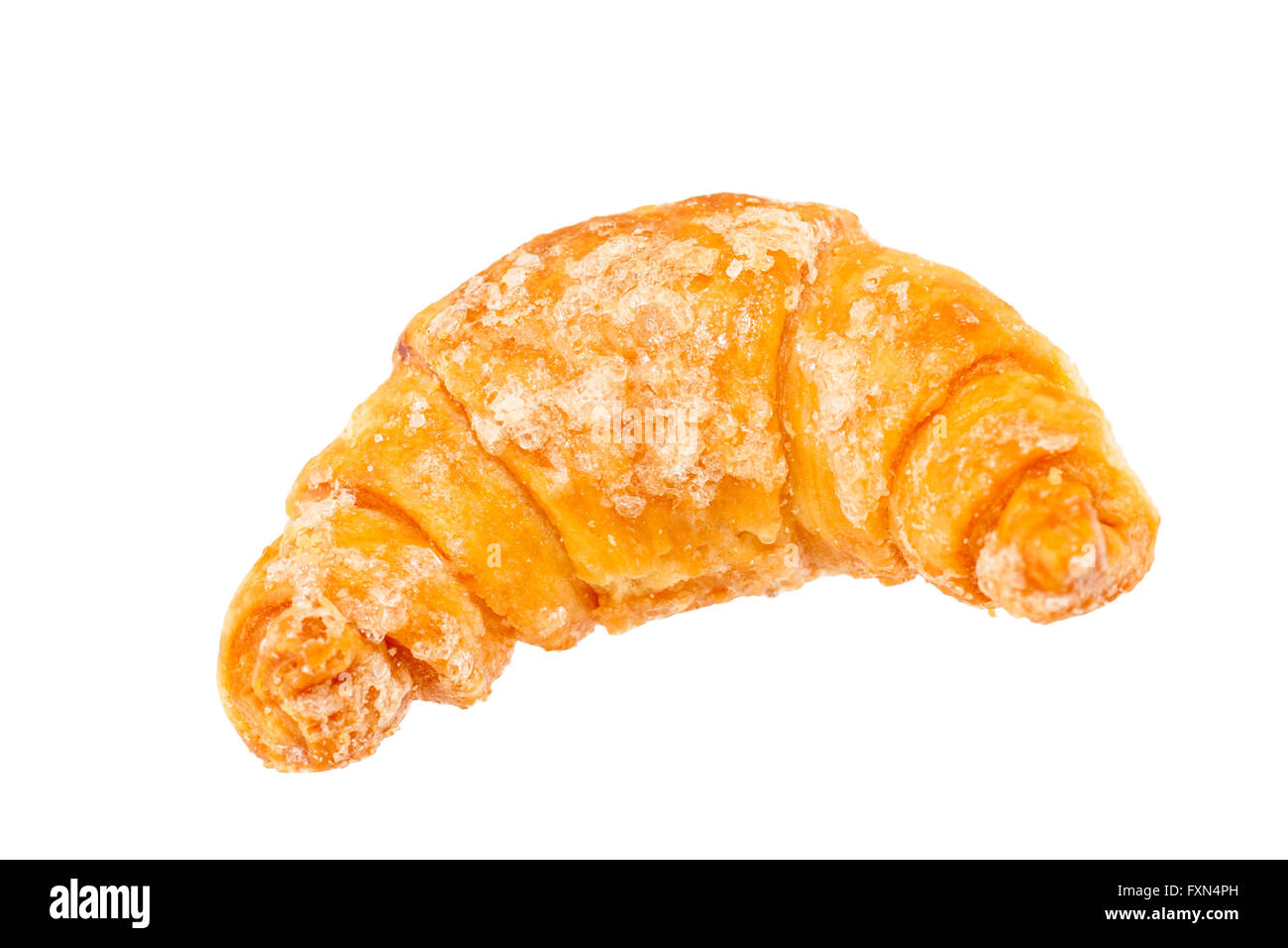 Freschi e gustosi croissant su sfondo bianco, percorso di clipping closeup Foto Stock