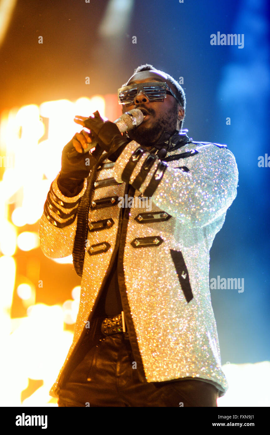 Barcellona - luglio 7: William James (Will.i.am), dei Black Eyed Peas, esegue a Estadi Cornella-El Prat. Foto Stock