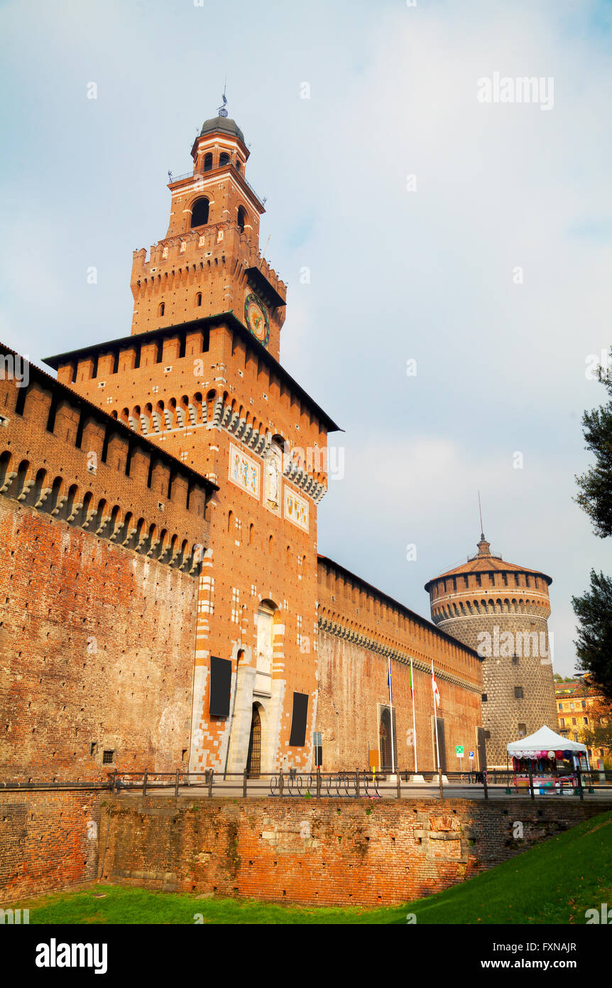 Castello Sforzesco ingresso in Milano, Italia Foto Stock