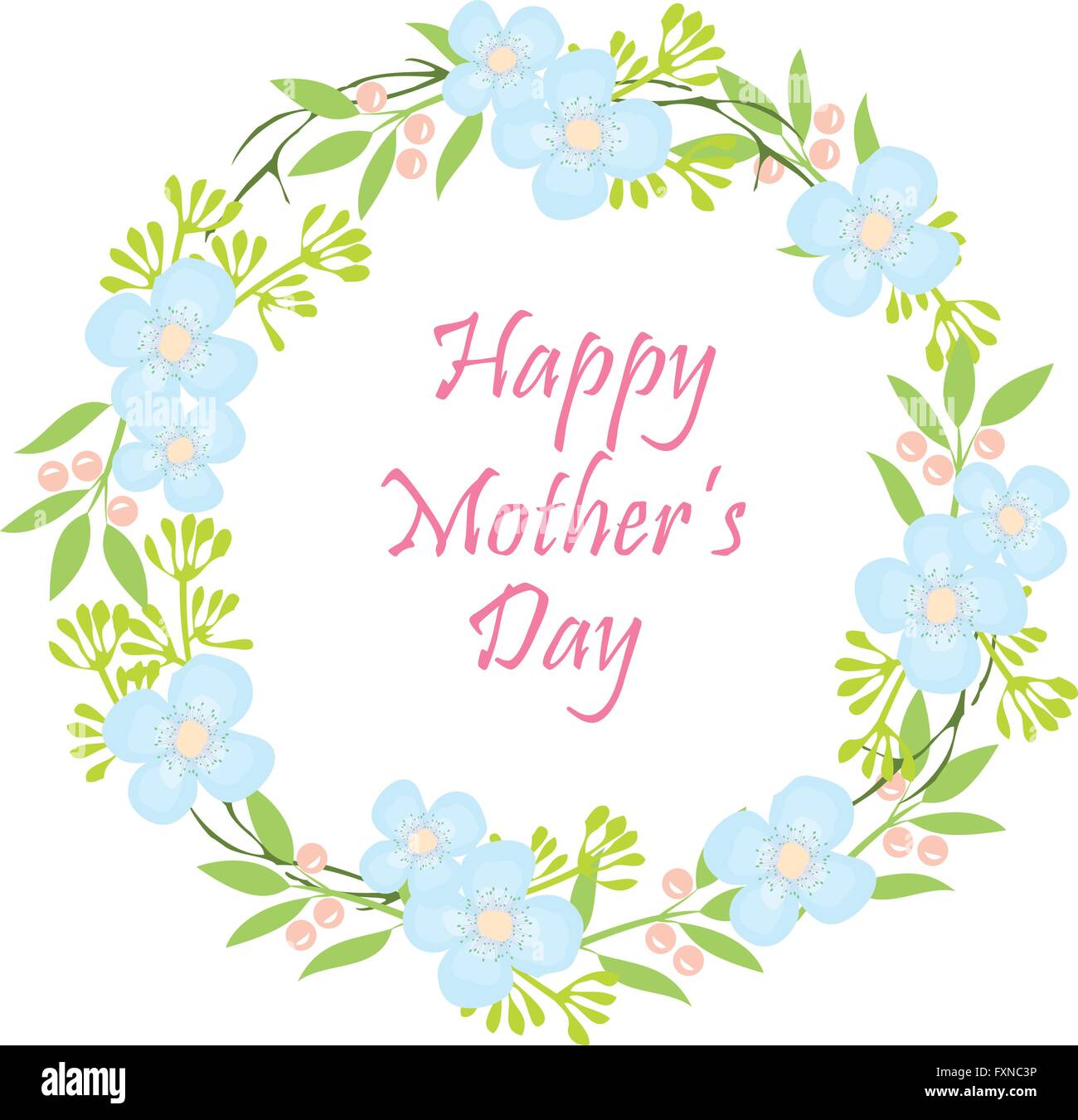 Illustrazione vettoriale della ghirlanda floreale per felice festa della mamma Illustrazione Vettoriale