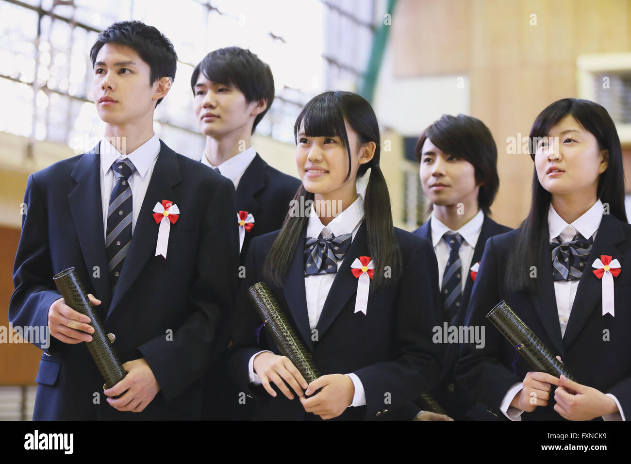 Giapponese di alta scuola cerimonia di laurea Foto Stock