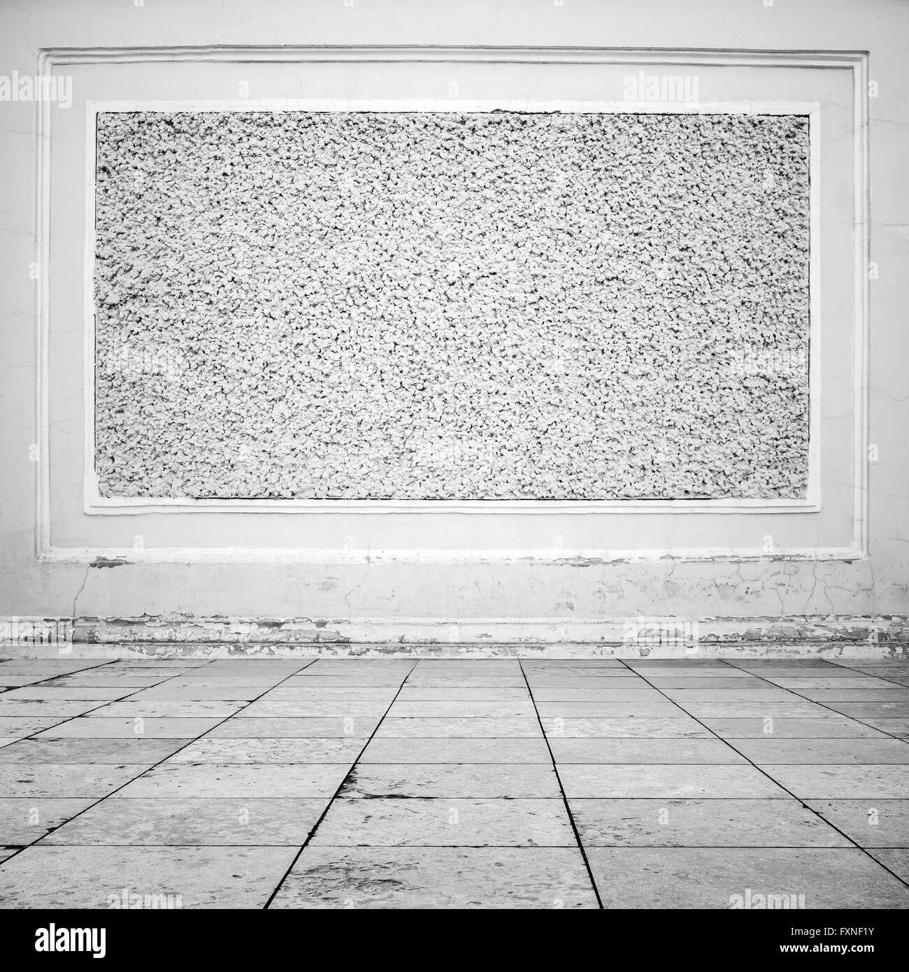 Abstract vuoto interno bianco sullo sfondo, pietra piastrellisti e parete decorativa Foto Stock