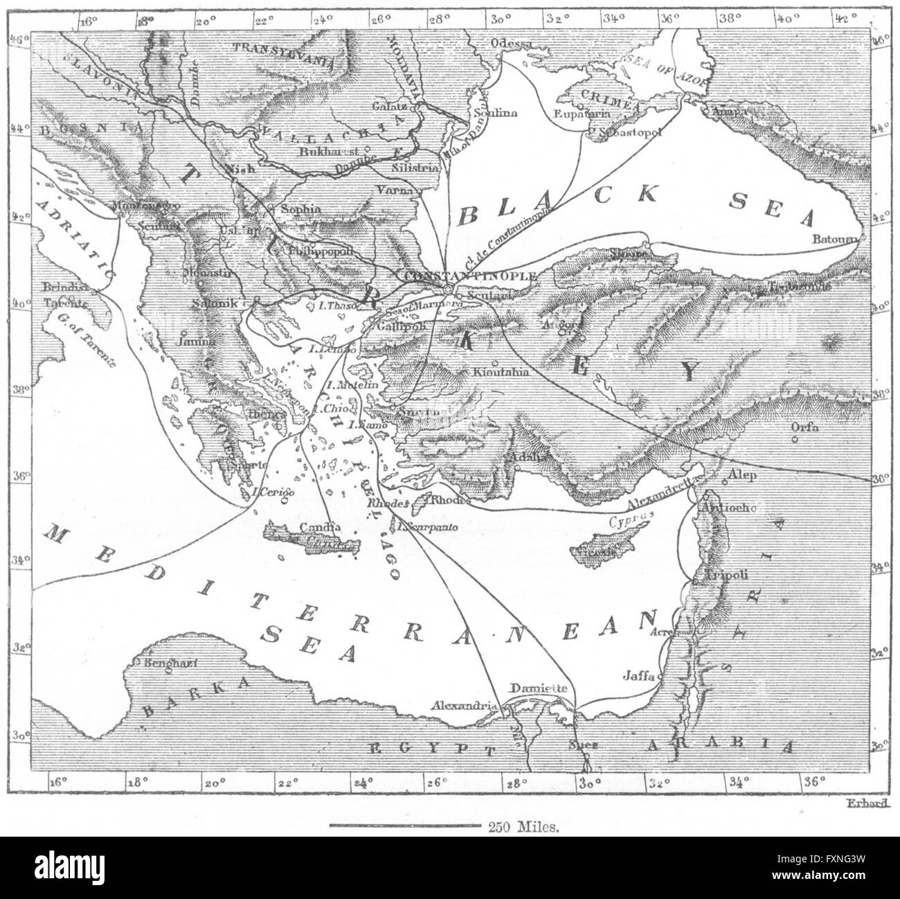 ISTANBUL: mare rotte convergenti su, schizzo, c1885 Foto Stock