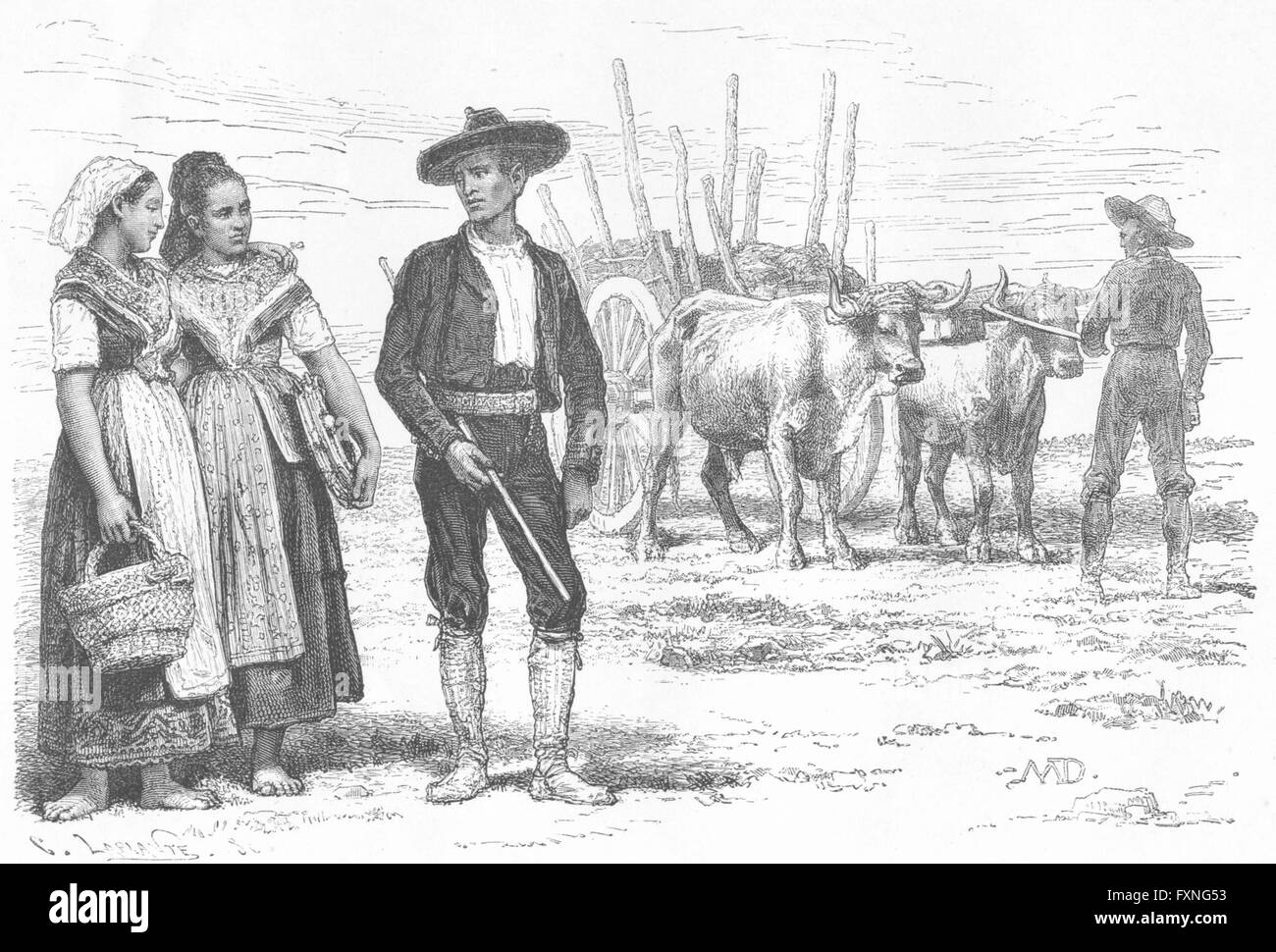 Spagna: i contadini di Toledo, Castiglia, antica stampa c1885 Foto Stock