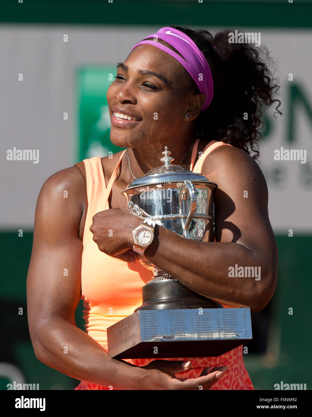 Serena Williams, USA, French Open 2015, Grand Slam Tennis Turnier, Roland Garros, Parigi, Frankreich Foto Stock