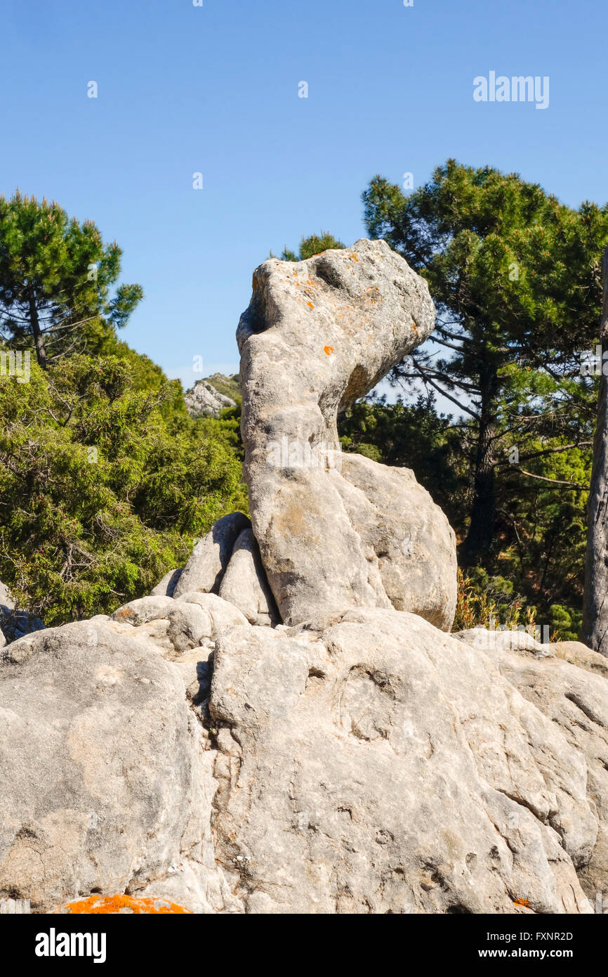 Strano a forma di roccia calcarea formazione. Spagna. Foto Stock