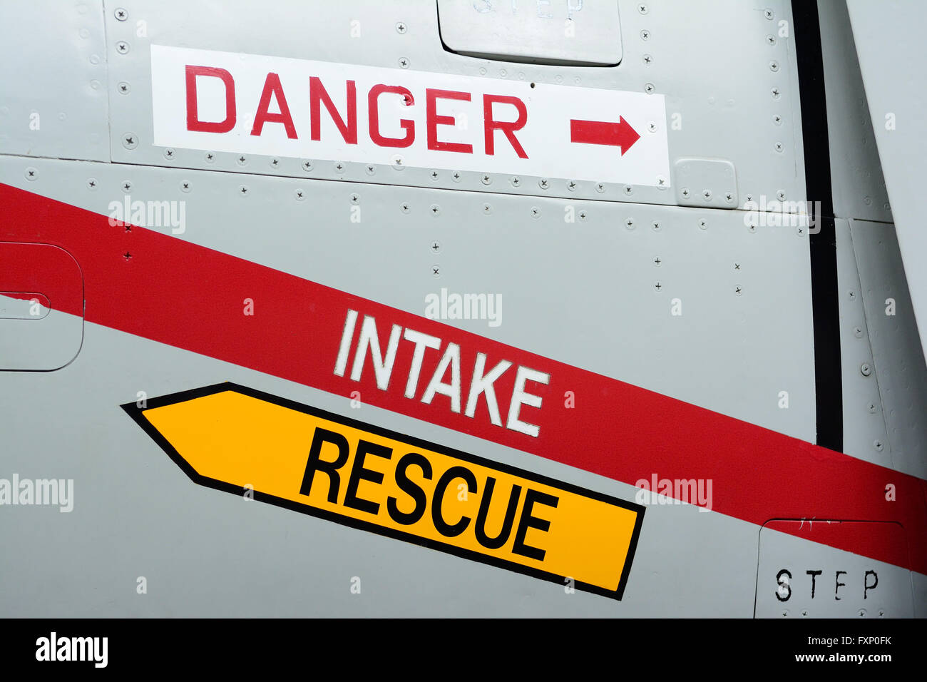 Jet Fighter engine di aspirazione dell'aria presso l'Imperial War Museum Duxford, REGNO UNITO Foto Stock