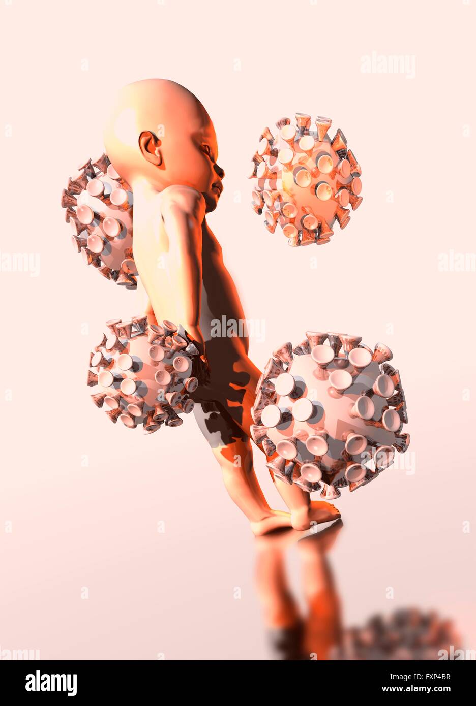 Infanzia AIDS (sindrome di deficienza immunitaria acquisita), illustrazione concettuale. Foto Stock
