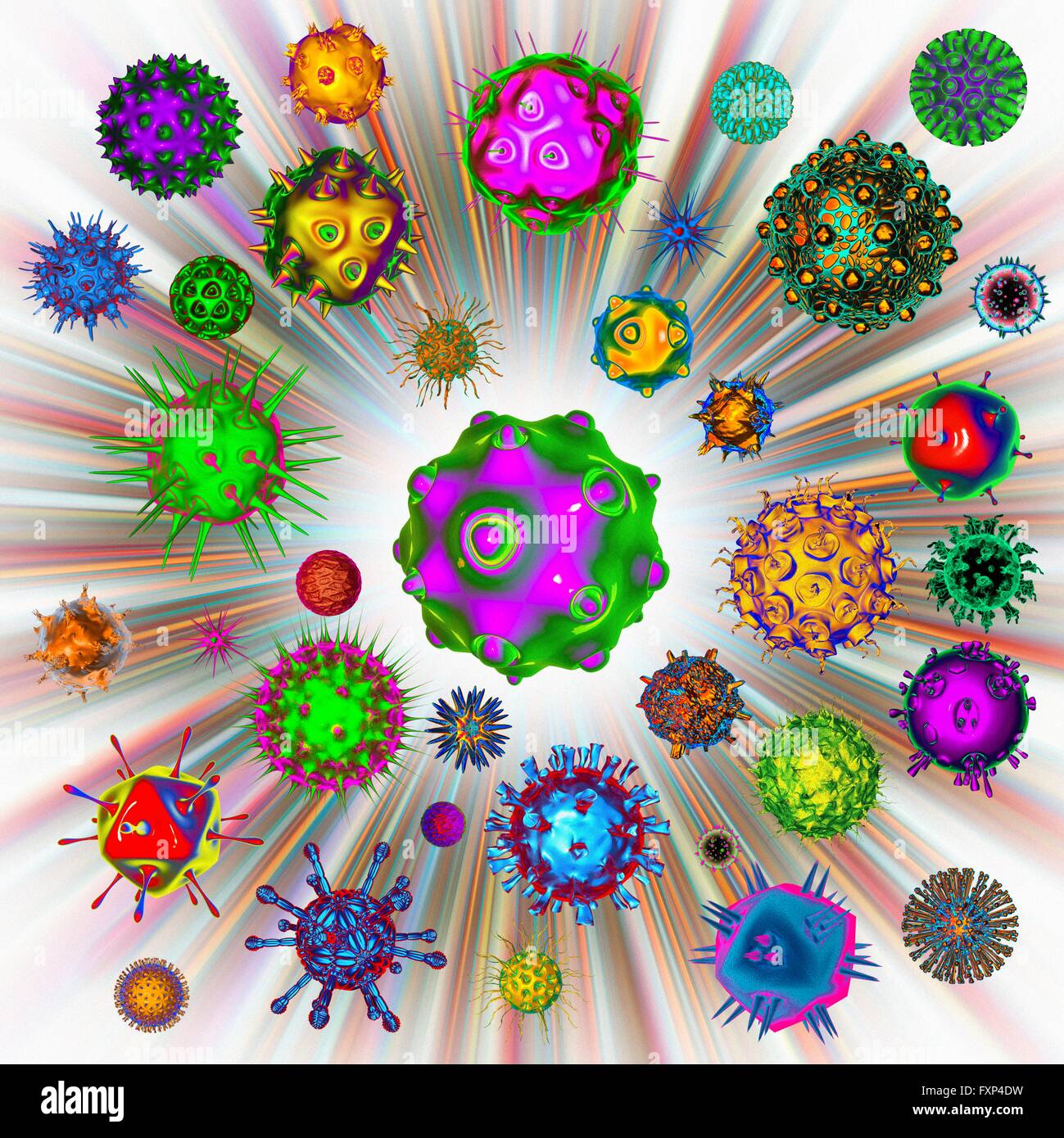 Virus, illustrazione del computer. Foto Stock