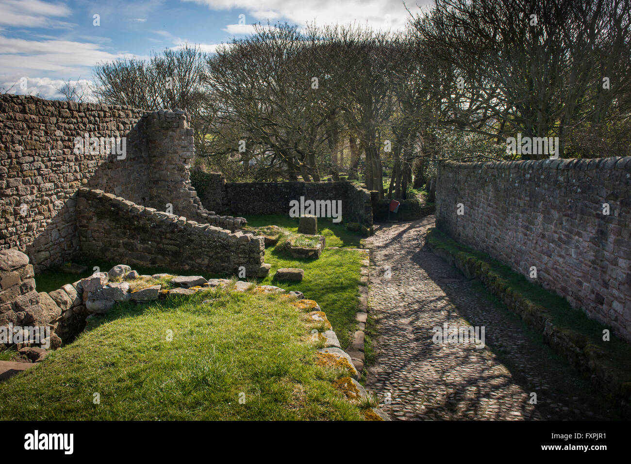 Le rovine di San Patrizio Cappella affacciato sulla baia di Morecambe, Heysham, Lancashire, Regno Unito Foto Stock