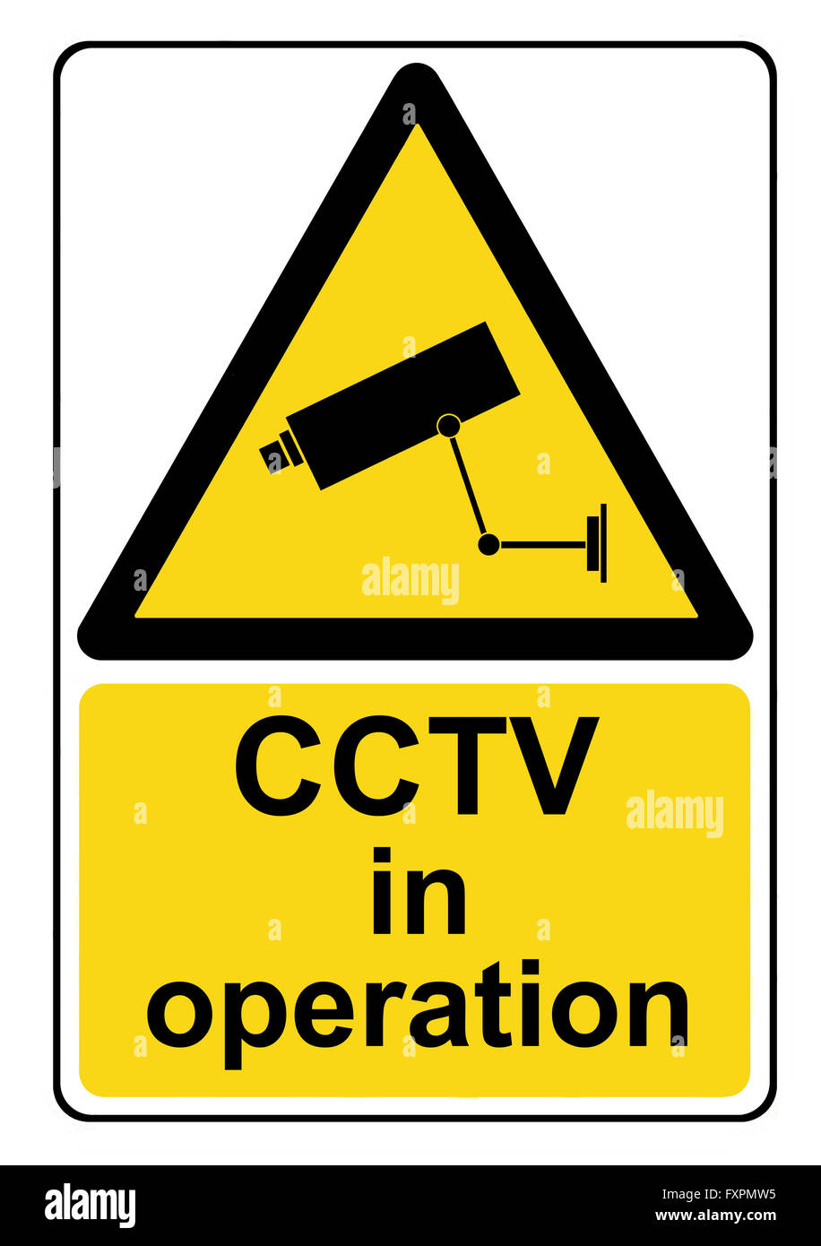 CCTV in funzione simbolo giallo di avvertimento Foto Stock