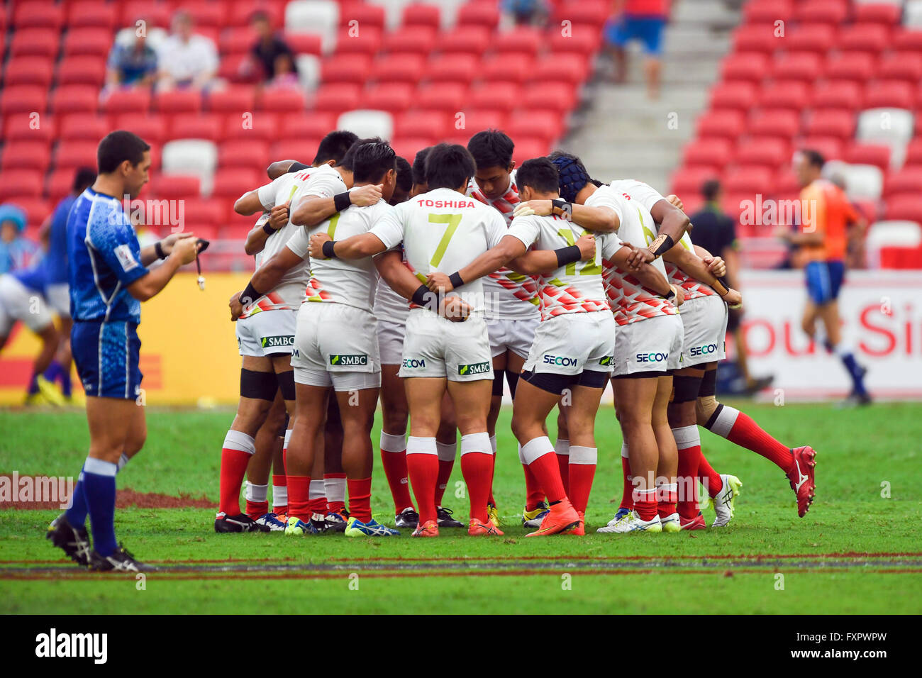 Giappone team group (JPN), APRL 16, 2016 - Rugby : HSBC Sevens World Series, Singapore Sevens corrispondono a Giappone e Galles al National Stadium di Singapore. (Foto di Haruhiko Otsuka/AFLO) Foto Stock